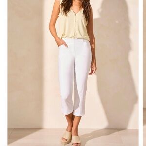 Tribal Comfort Stretch Pull On Capri with Hem Vent in Cloud Burst(light grey)